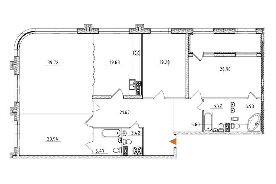 Четырехкомнатная квартира в : площадь 175.19 м2 , этаж: 4 – купить в Санкт-Петербурге